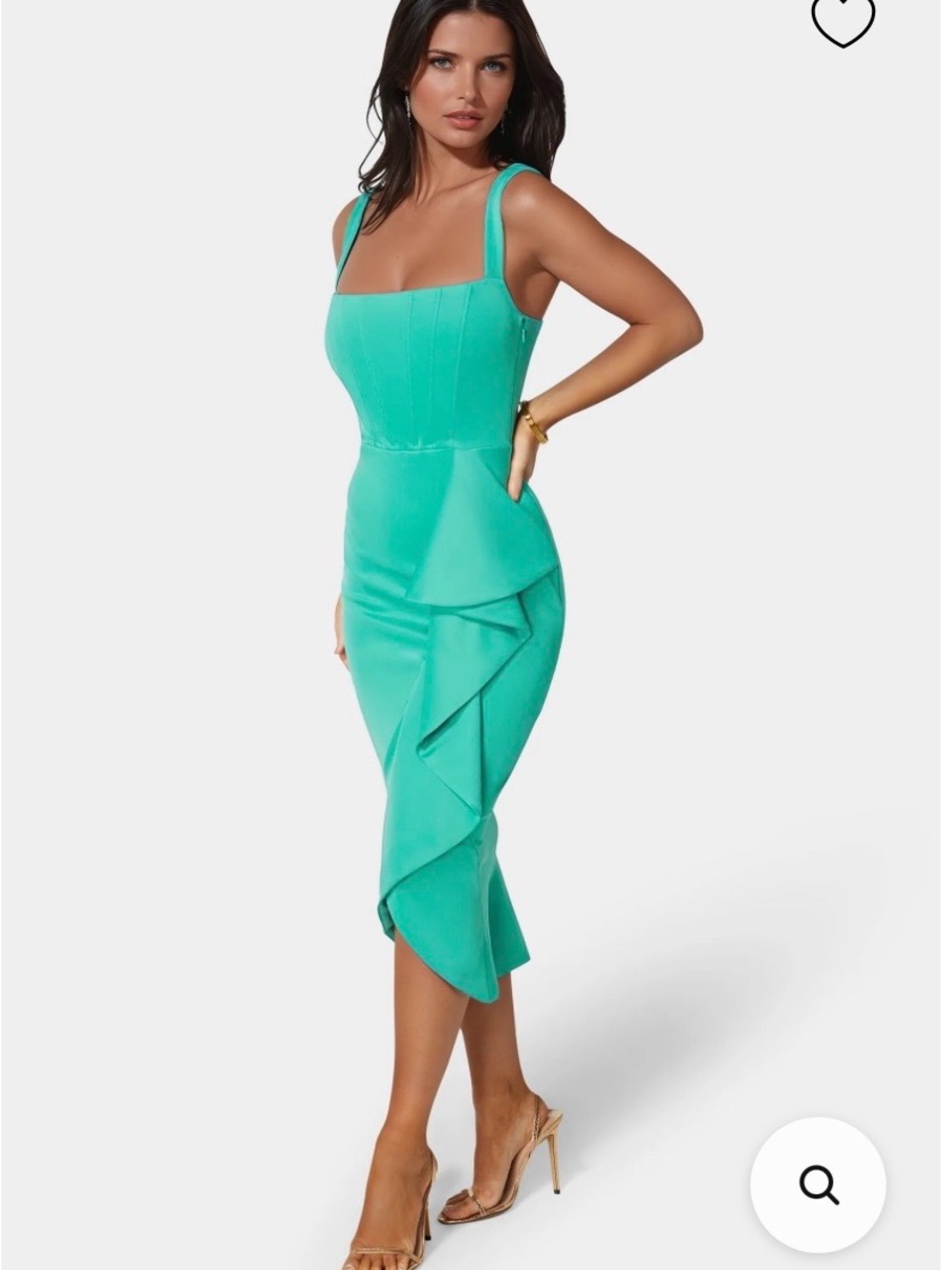 bebe Turquoise Square-Neck Ruffle Midi Dress - Picture 2 of 3